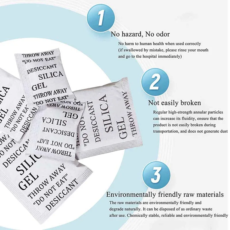 Silica Gel Packets Food Grade Storage Canister Bead Bag 0.5g 1g 2g 5g