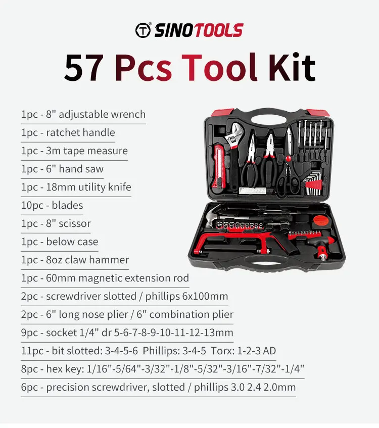 Portable Mechanic Tools Set 57pcs Construction Hand Tools Set Wrench