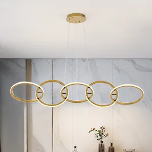 JACKSUN Modern Lighting Lamp Luxury Modern Simple Bedroom Bar Chandelier Iron Ring Design 2 Color All Match for Restaurant Home