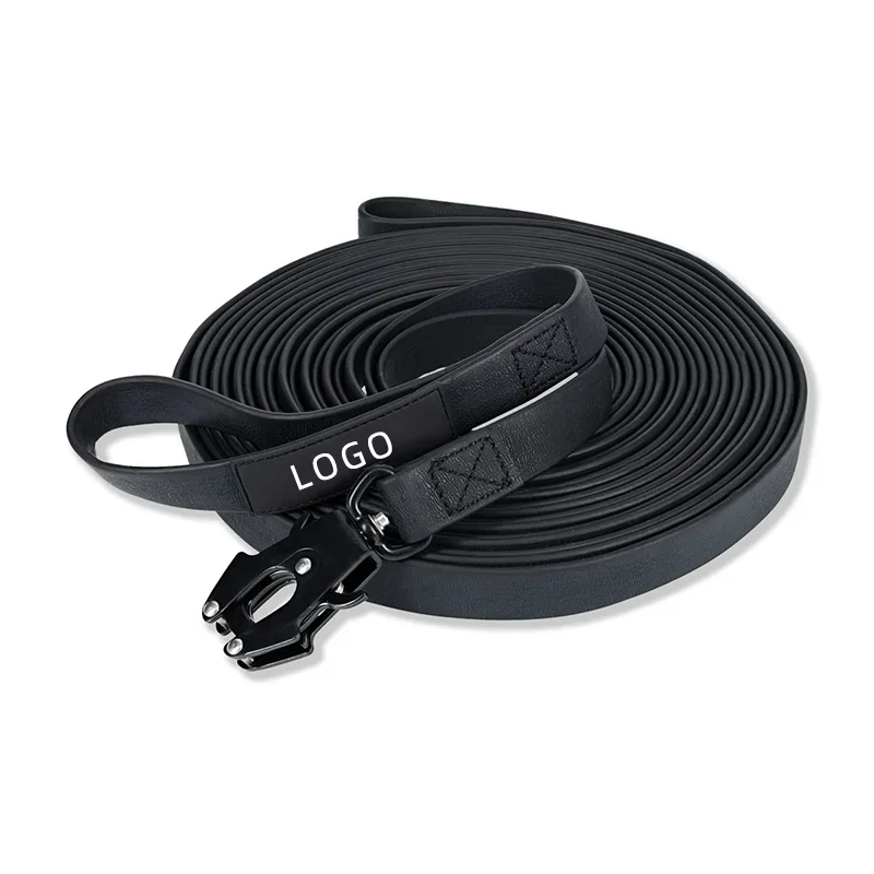 Heavy Duty Customize Metal Buckle Clasp Silicone Waterproof Rubber PVC Tactical Training Dog Leash With Swivel Frog Clip for Dog