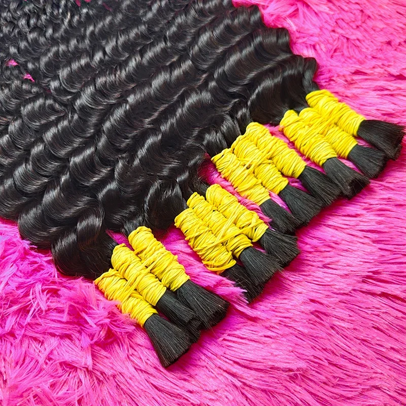 100 % menneskehår Virgin Deep Wave Curly Bulk vævning til fletning Ubehandlet 30 tommer_voghion.com