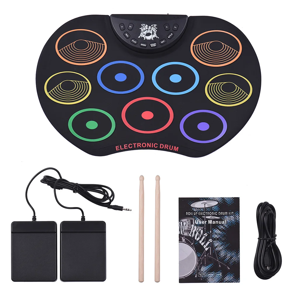 Colorful Key Electric Drums Percussion USB Roll up Drum Electronic
