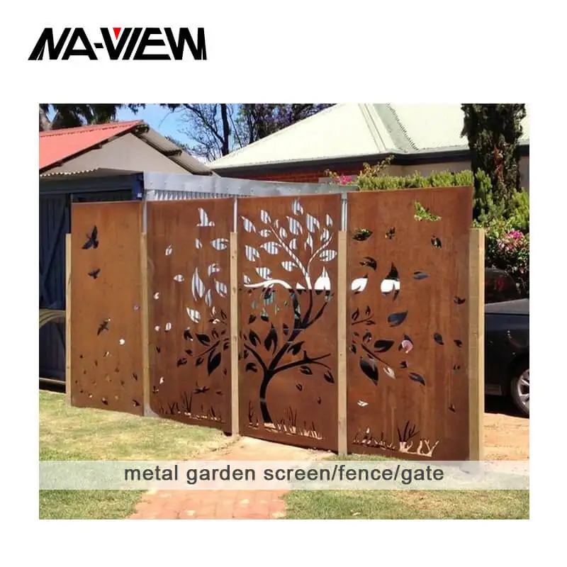 Premade Prefab Metal Aluminum Steel Fence Panels Pre-Made Prefabricated Rail Fence Security Driveway Gates Stainless Steel PE