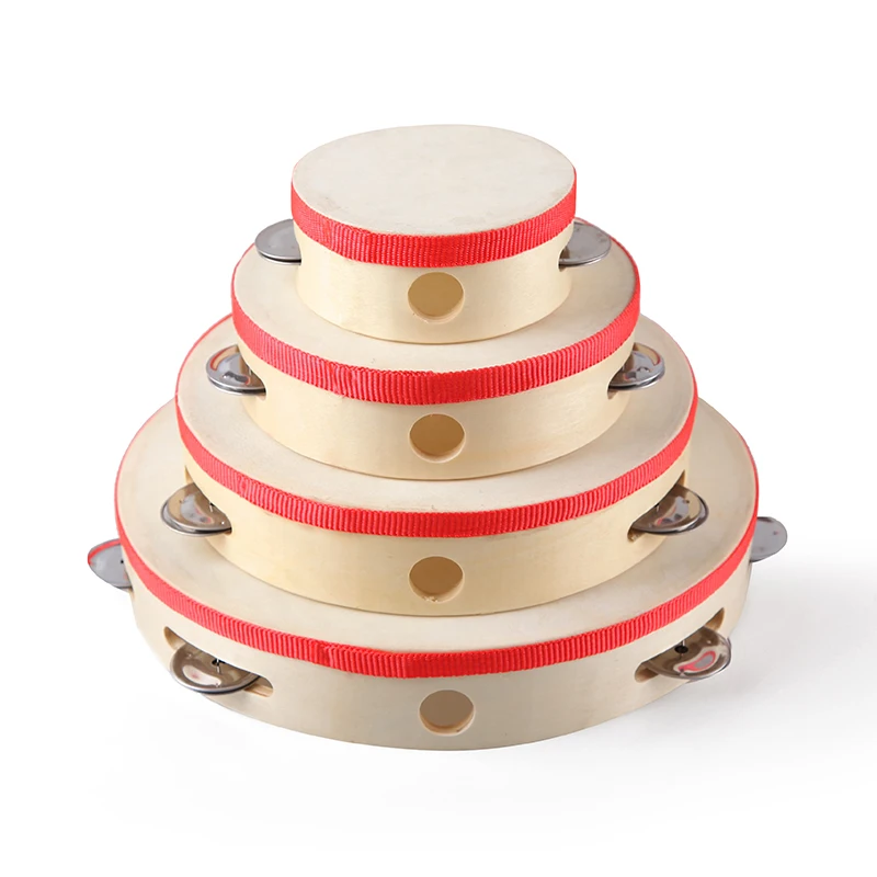 Оптовая продажа, деревянный барабан для малышей ручной работы, барабан для тамбурина, игрушка