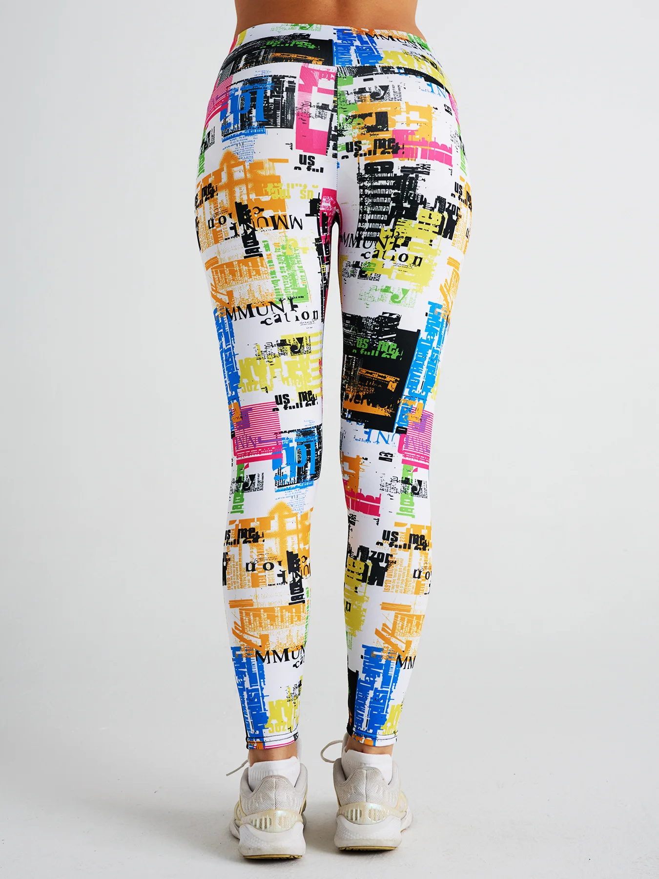 GC Custom Digital Printing Leggings for Women Abstract Graffiti Newspapers Yoga Pants High -waist Sports Fitness Pants YG138