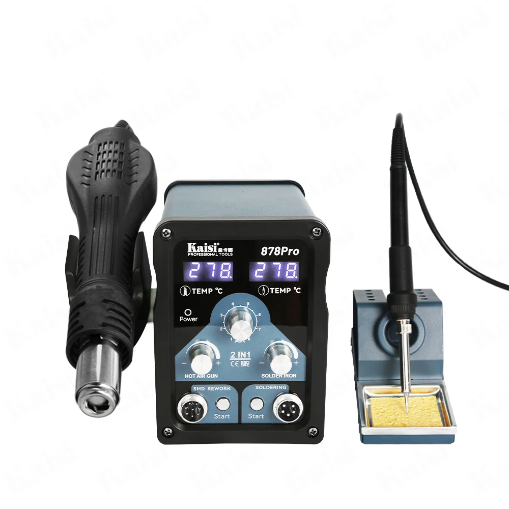 Kaisi 878 Pro 2 in 1 Combo  Multi Welding Machine Hot air Soldering Desoldering Iron Rework Station