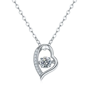 Smart Love S925 Silver Platinum-Plated Necklace  0.5 carat D Grade Moissanite Diamond Fine Jewelry Pendants Charms