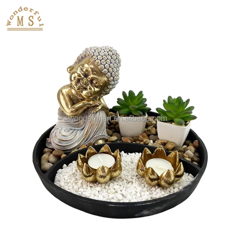 customer Resin Zen Garden Luky Buda Succulent Flower Pot Planter Buddha Head Figurines sculpture souvenir gifts home decoration