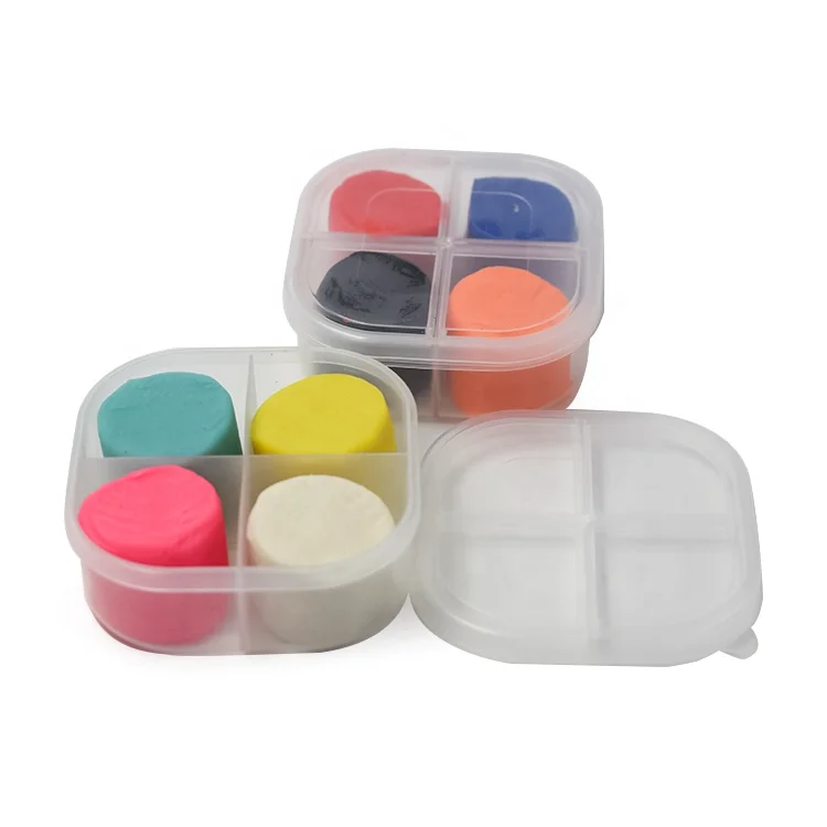 Заводская оптовая продажа детские развивающие мягкие игрушки для игры в тесто 1 унция 4 цвета маленькая квадратная пластиковая коробка