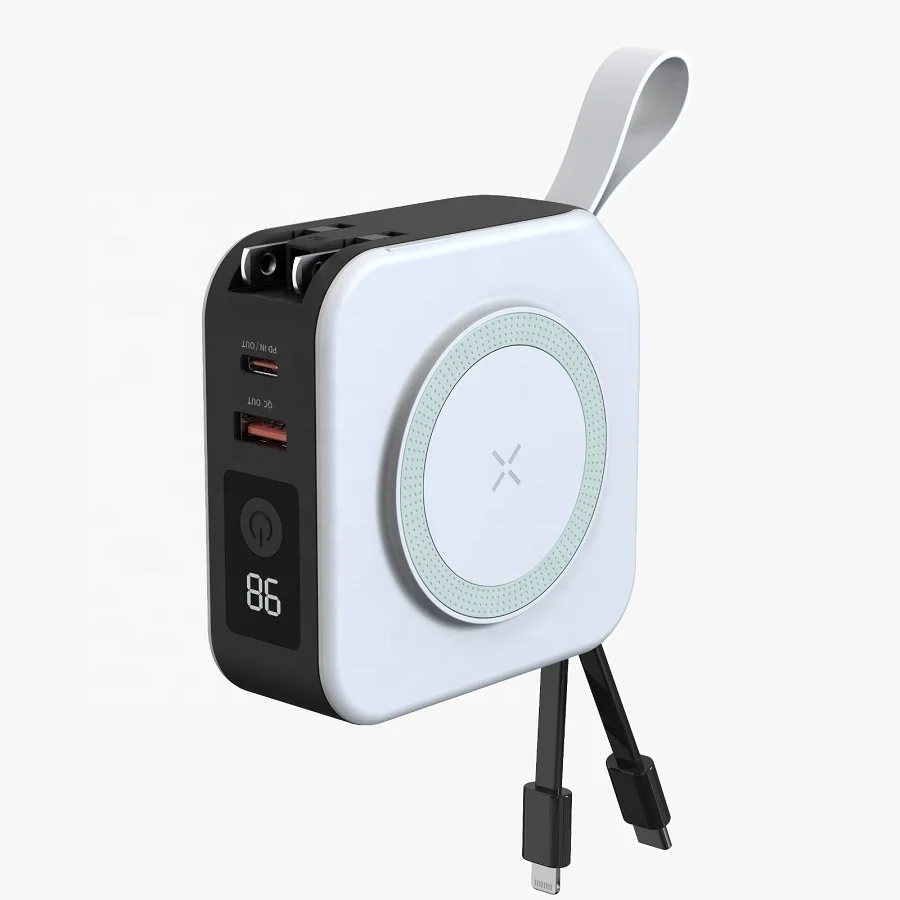 Portable Power Station Magnetic Power Bank 10000mAh Fast Charge With Cable Mobile Accessories