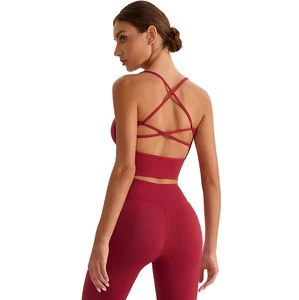 Summer Breathable Solid Fitness Sets Women Sports Bra Two Piece Workout Yoga Pants Set