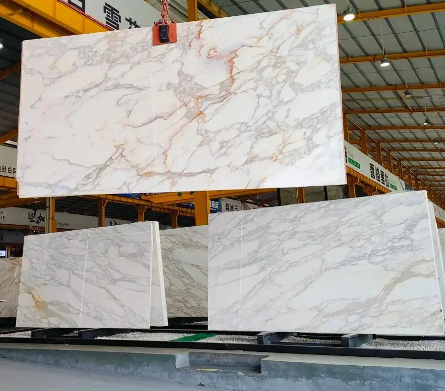 product modern luxury kitchen vanity top natural fish belly golden marble island platform white marble countertop and dining table top-6