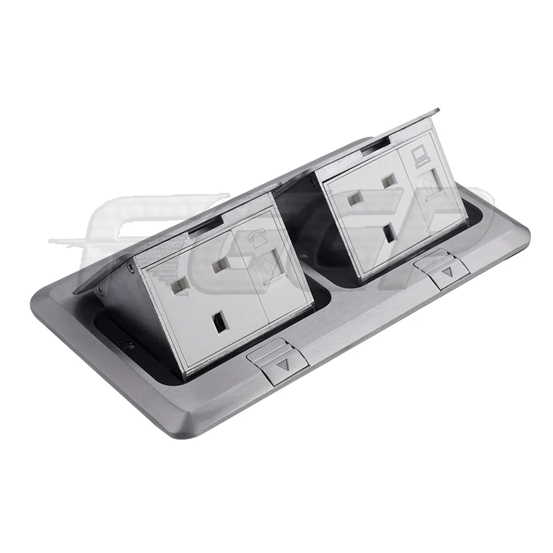OEM ODM Duplex Soft Starting Saudi Arabia SASO Certificated Floor Socket Box With RJ45 and  UK Style Outlet