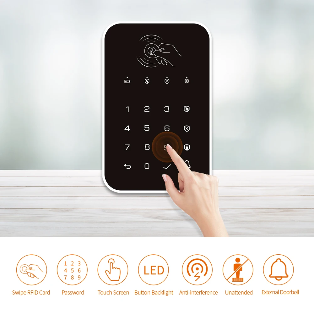 Staniot 433Mhz Wireless Touch Keyboard RFID Card Arm or Disarm Password Keypad for Home Security Alarm Support Tuya Smart System