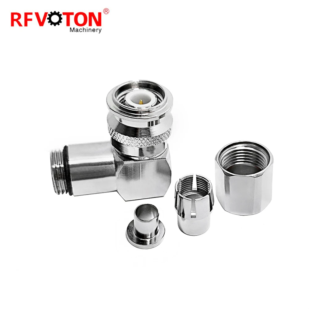 RF connector TNC type male pin RA right angle clamp for LMR300 5D-FB RF coaxial cable plug factory