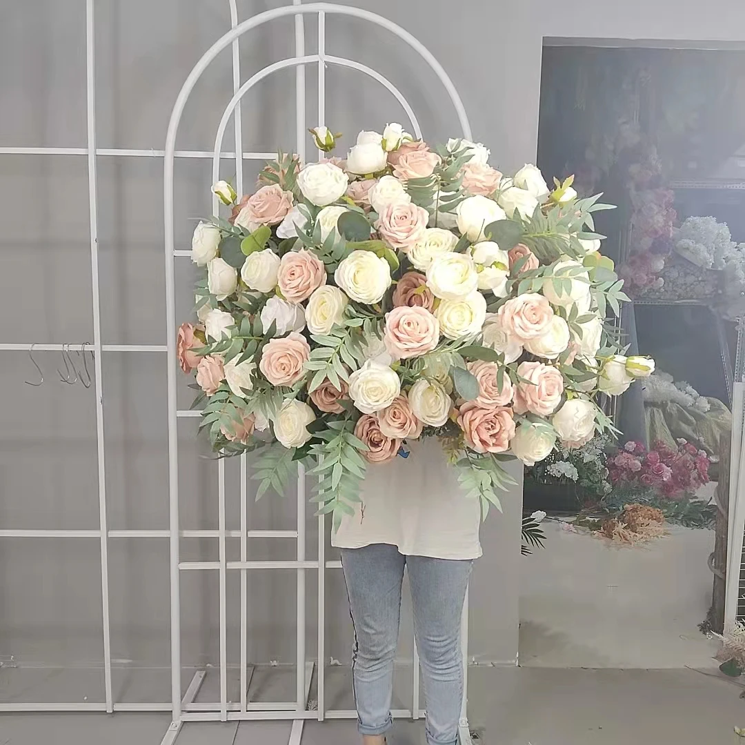 DKB Factory New White Pink Silk Rose Flower Balls for Wedding Birthday Table Centerpiece Party Decor