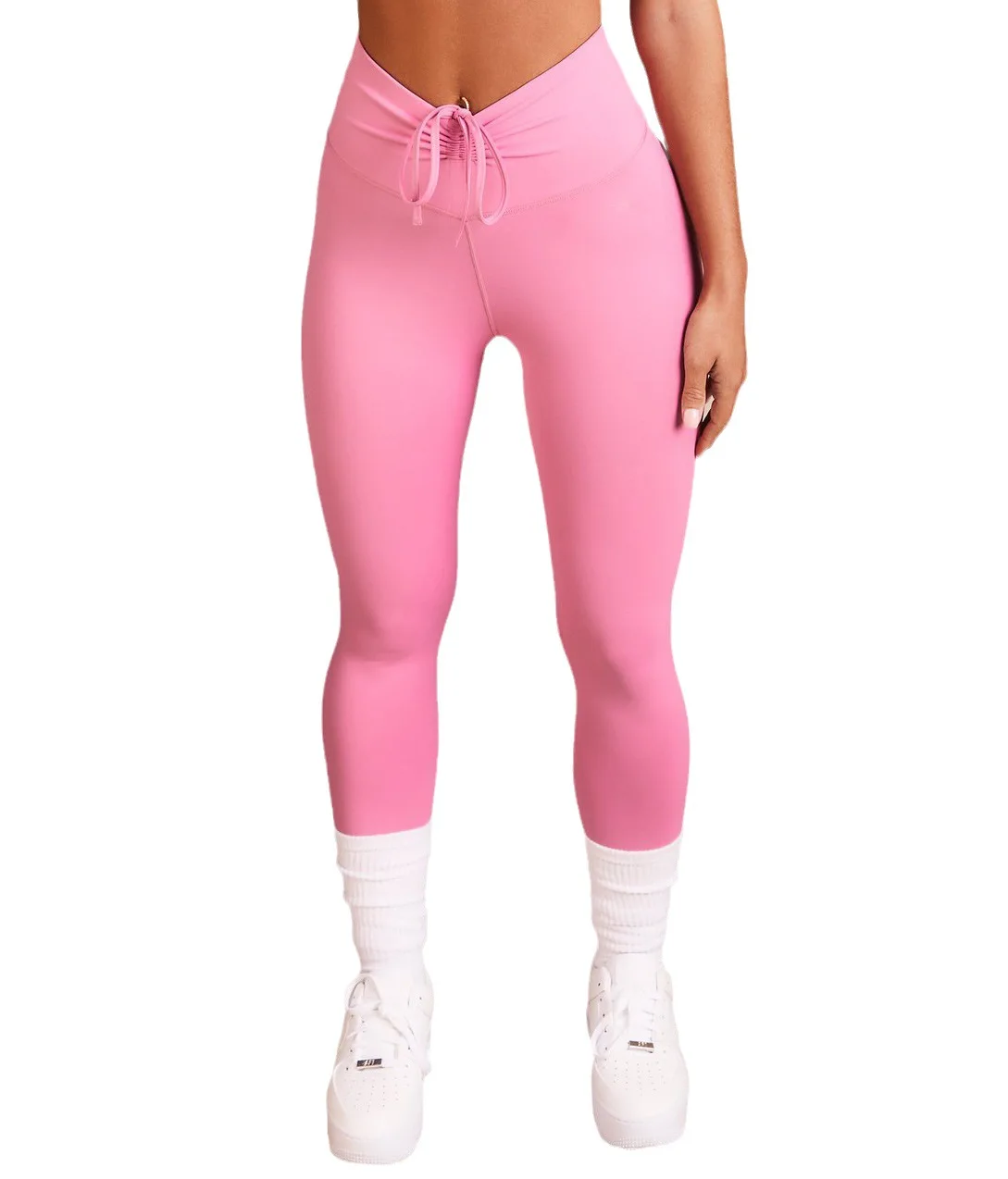 Workout Sports Running Yoga Pants V Waist Ruched Legging Scrunch Butt