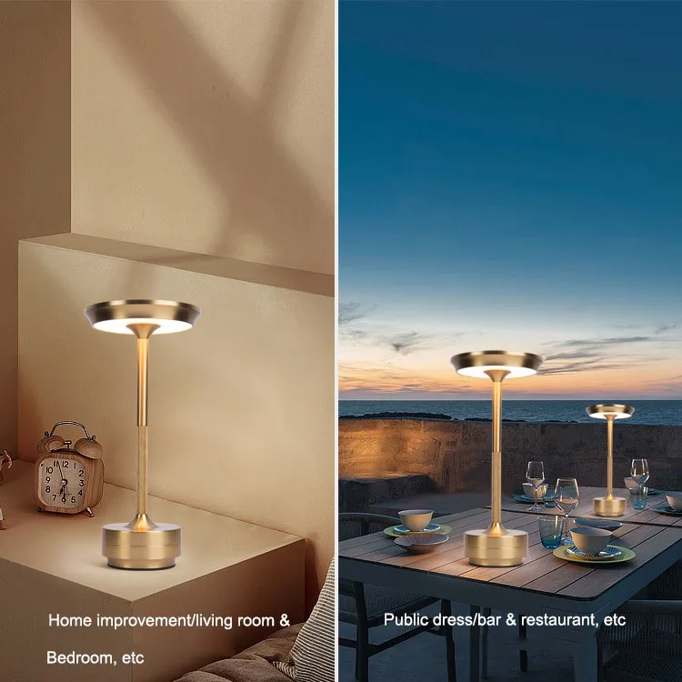 Modern Luxury Rechargeable Restaurant Cordless Touch Dimming Desk Lamp