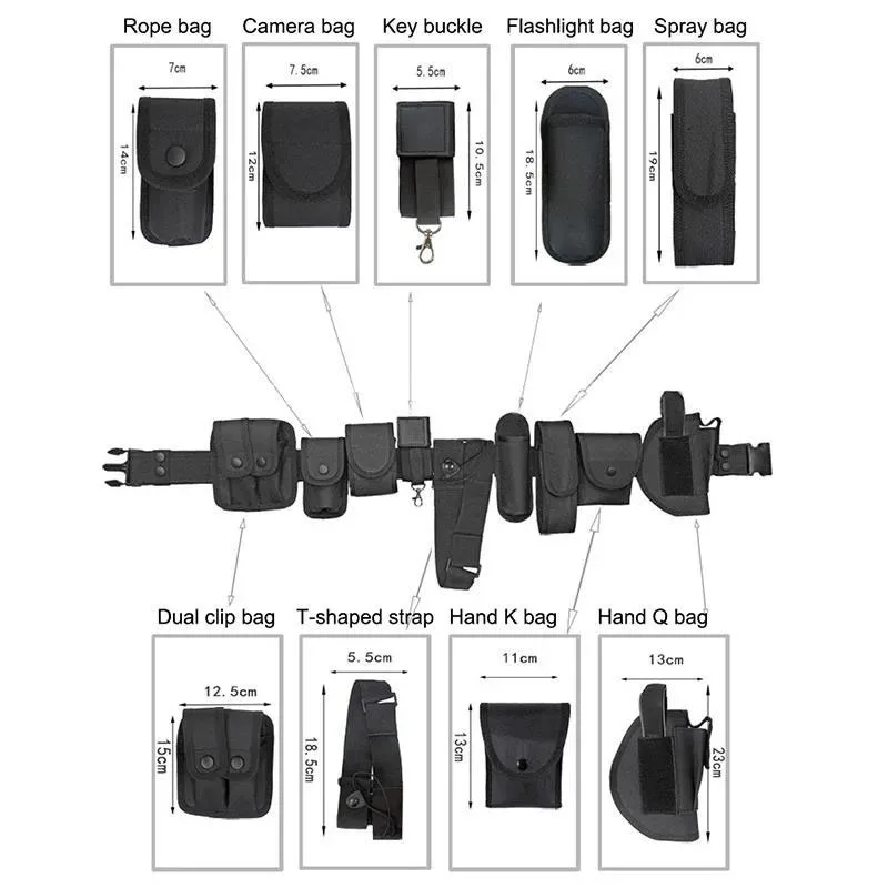 Adjustable Tactical Training Security Duty Belts Multifunctional Flashlight Pouch Sets Utility Belt Hunting Oxford Cloth Belt