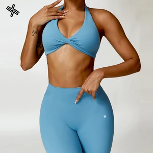 Custom XXL 2-Piece Yoga Workout Set Breathable Gym Leggings Top ScrunchButt Fitness Wear for Elastic Waist Printed Front Waist