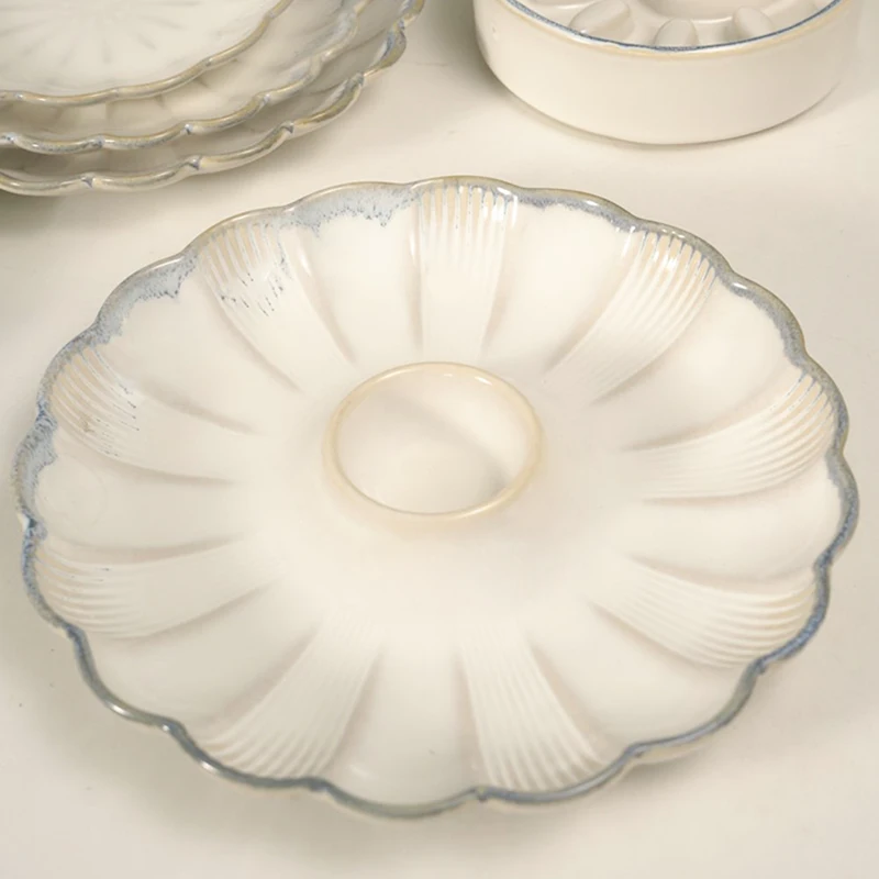 Japanese Flower Edge Ceramic Dinnerware Set Plate Dish Porcelain Tableware Dessert Plate Dinner Sets details