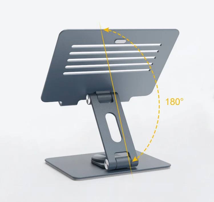 Aluminium Desktop Tablet Stand Holder Foldable Portable Adjustable Cellphone Holder With 360 Rotating Base