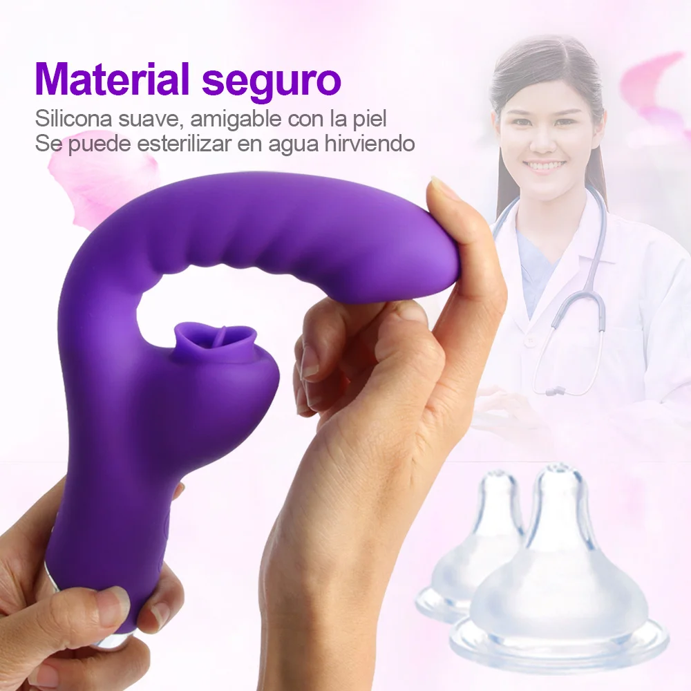 Vibrator for Women 2 in 1 Licking Machine Clitoris Stimulator G-Spot Powerful Vibro Dildo Wand Female Clit Sucker Adult Sex Toys