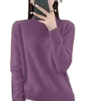 New Solid Color Cashmere Sweater Female 100% Merino Wool Women  Half High Collar  Top Winter Warm Women's New 2024