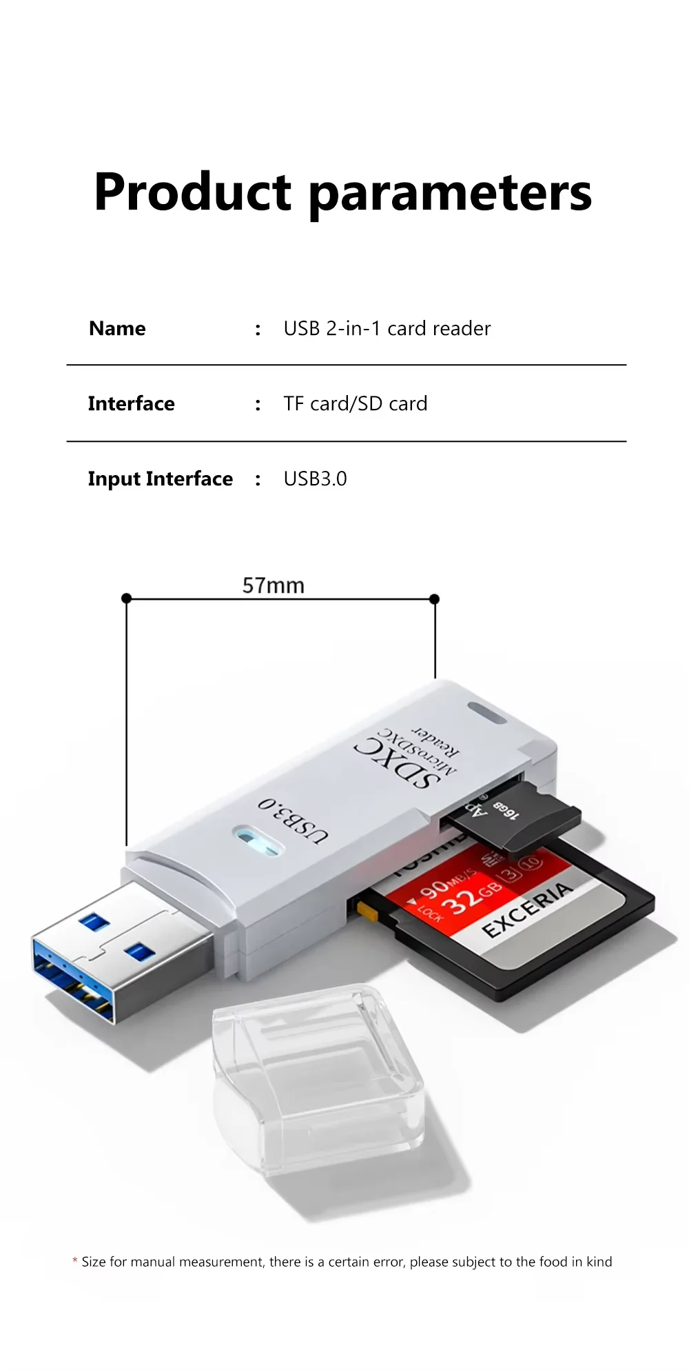 USB3.0 Card Reader Portable USB2.0 Card Reader 2 in 1 Usb3.0 TF SD Card Reader