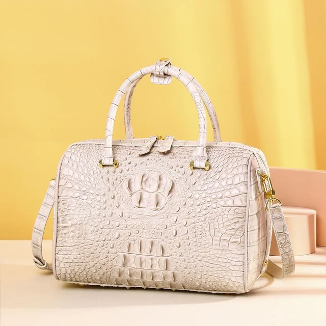 Women's Classic Genuine Leather Handbag with Crocodile Skull Print ODM Fac Wholesale Pillow Bag with Cover Closure Type