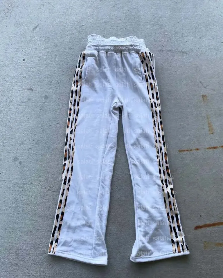 Salati Custom Sweat Jogger Pant 500 Gsm Leopard Striped Print Heavy Triple Double Waist Straight Leg Baggy Flared Sweatpants Men gallery 7