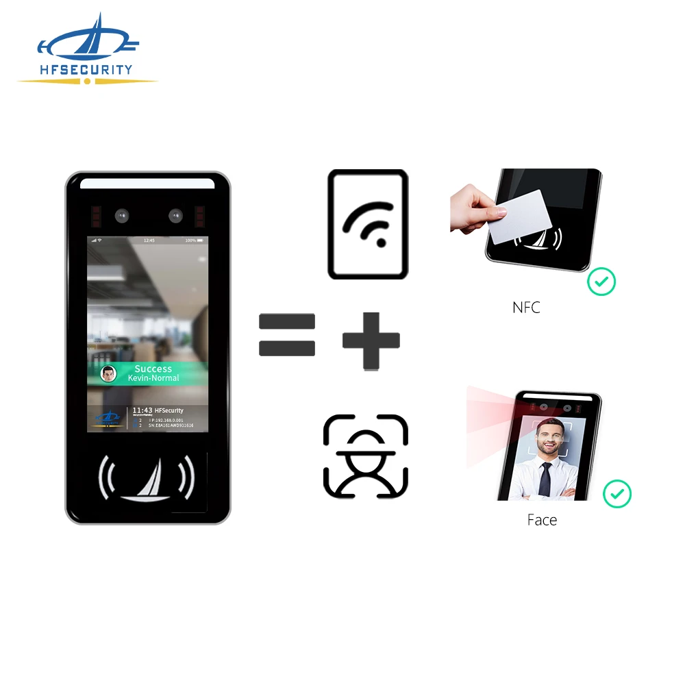 HFSecurity FR05 5 Inch Android 11 RFID Card Fingerprint Face Recognition Access Control on Turnstile