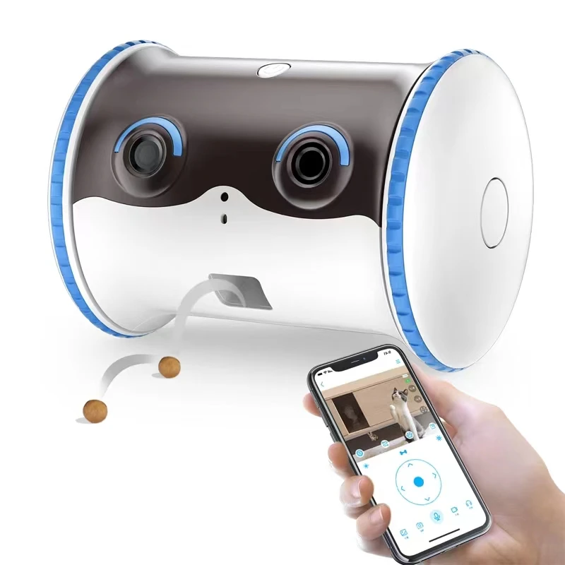 Smart Little Puffer APP Remote Control Pet Food Dispenser Intelligent Pet Dogs and Cats Interactive Robot Toy
