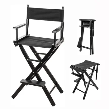 Professional Custom Folding Portable, Aluminum Folding Make Up Artist Outdoor Wooden Tall Director Chair - High Seat/