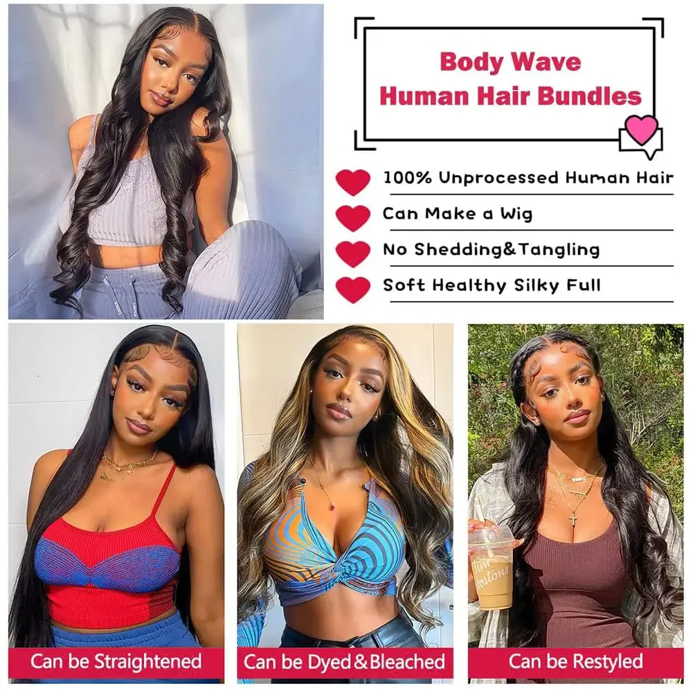 Fasci di capelli umani Body Wave da 18, 20 e 22 pollici, tessuto per capelli vergini brasiliani_voghion.com