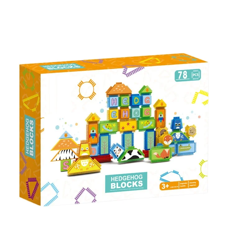 ITTL Popular Soft Hedgehog Blocks 78pcs Interlocking Bristles Stick Building Block for Kids