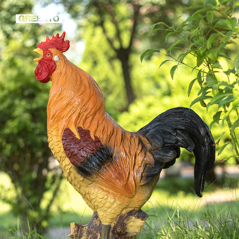 Cock & Hen Style LED Animals Lamp Creative Outdoor Garden Lights Garden Light for Balcony Yard Decoration Solar Resin Lamp