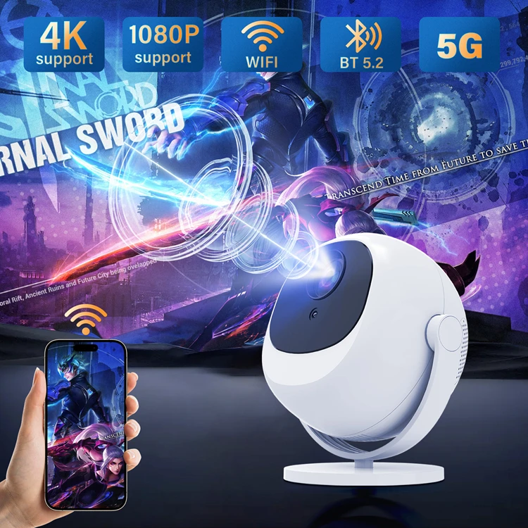 4K Projector With Android 11, Dual Wi-Fi 6, 260 ANSI Lumens, Allwinner