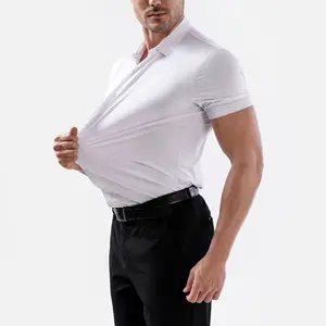 Men's Casual Short-sleeved High-elasticity Wrinkle-resistant Shirt Spandex/Polyester Summer