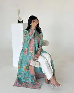 2025 Spring New Women's Elegant Middle Eastern Abaya Pleated Long Dress Robe Plus Size African Fashion for Adults