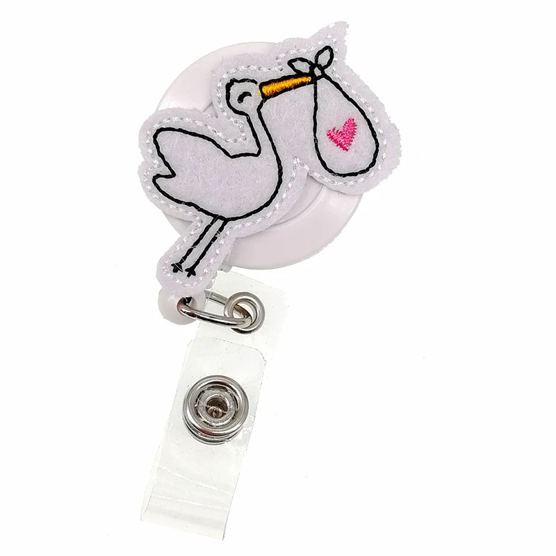 Flying Stork With Baby Bundle Retractable Badge Holder OBGYN For NICU Nurse  Gift ID Badge Reel