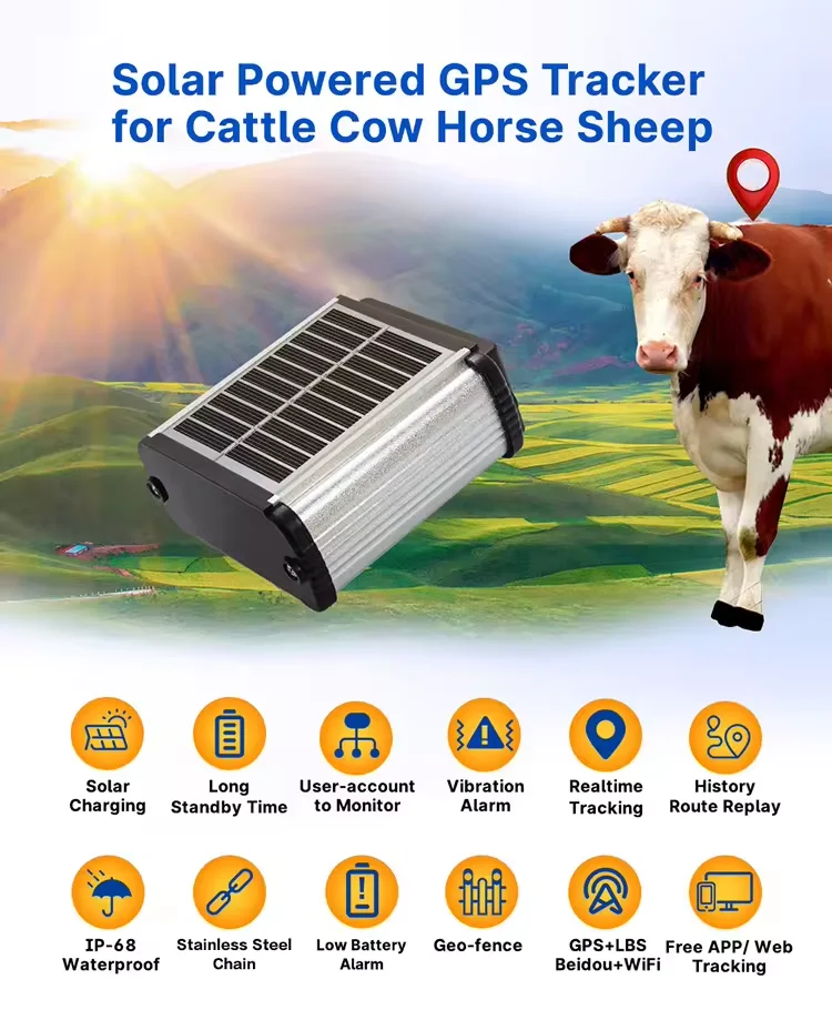 4g 6000mah Solar Powered Animals Cow Sheep Horse Cattle Gps Tracker