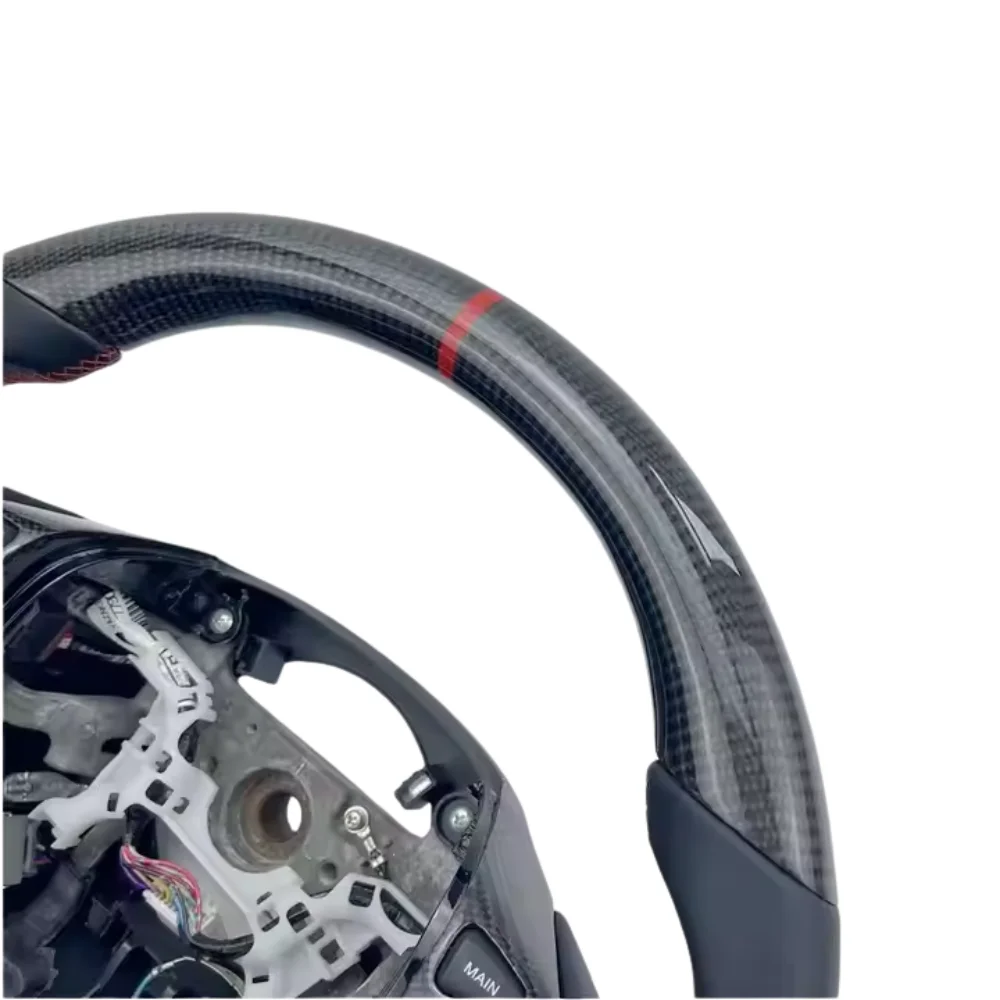 ZY Premium Custom Smooth Leather & Carbon Fiber Steering Wheel Compatible with Hon-da Civic Sedan Hatchback