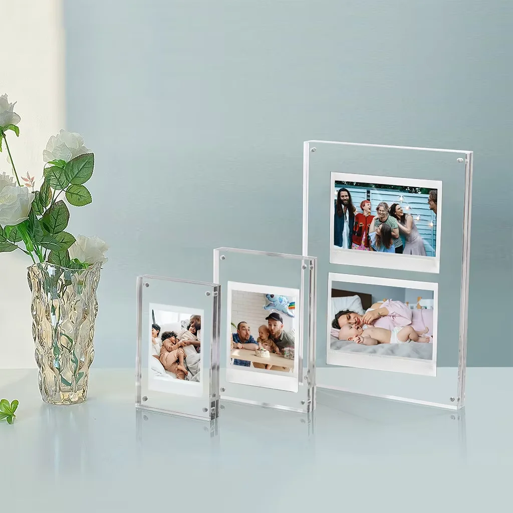 Wholesale Transparent Double-Sided Thickened Acrylic Block Protective Photo Frame Alloy Magnetic Custom Sizes 3x2 7x5 8x6