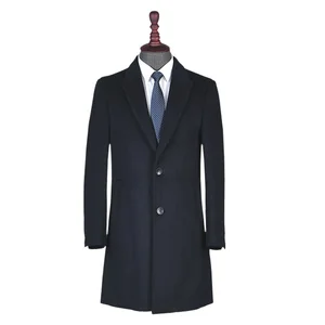 Latest Design Woolen Long Slim Fit Single Breasted Winter PLus Size Men's Thick Coat