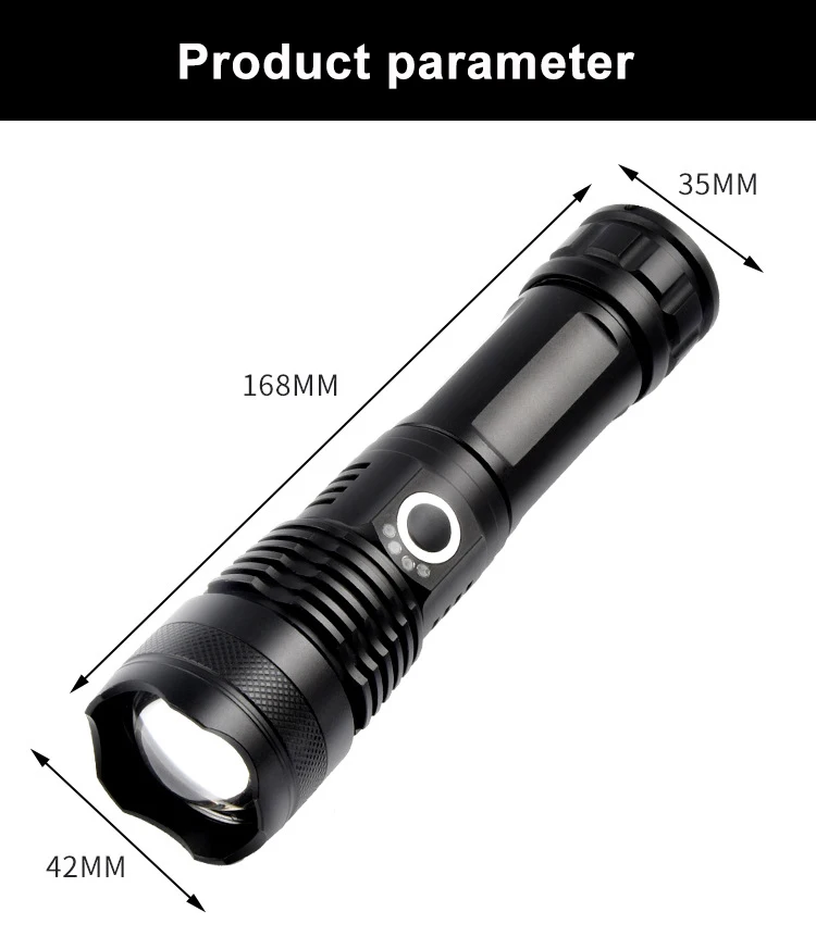 Rechargeable Portable 18650 26650 Battery Zoom Aluminum Alloy Torch P50