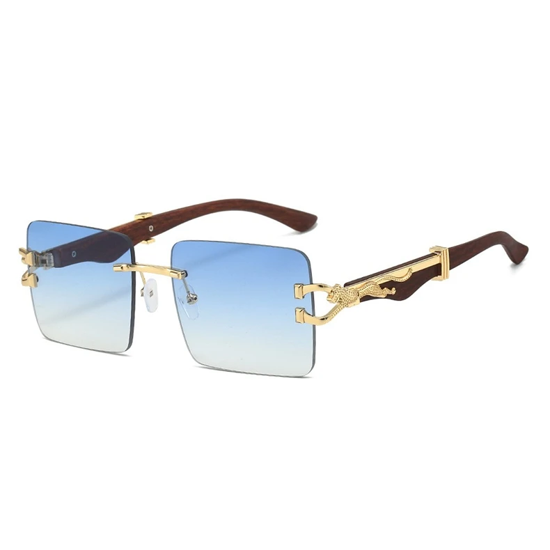 Retro Rimless Sunglasses Mens Personalized Cheetah Square  display picture 1
