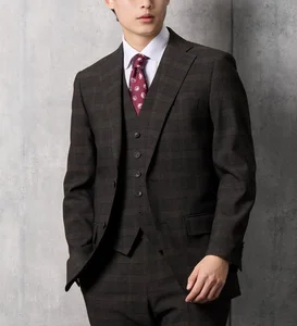 High Quality Dark Burgundy Wool Slim Fit Suit for Men Single Breasted with Zipper Fly Pant for Formal Parties and Groom Wear