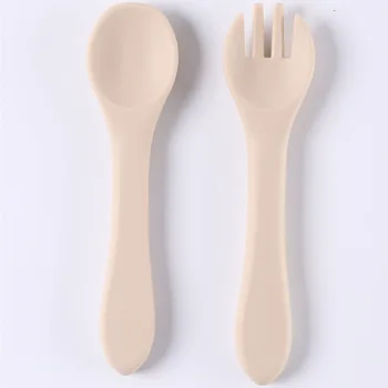 Maternal Infant Supplies Long Soft Silicone Fork Spoon for Baby Kidsren's Tableware for Food Supplement Baby's Comfortable Spoon
