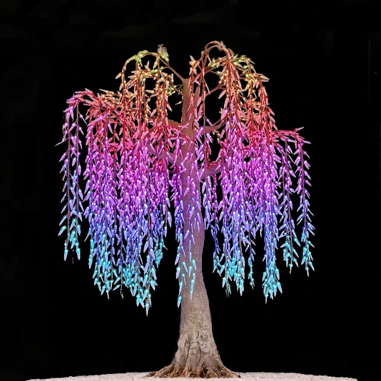 Manufacturer Direct Custom Street Garden 12ft RGB Pixel Control Multi Color Change Remote Control Led Willow Tree Light